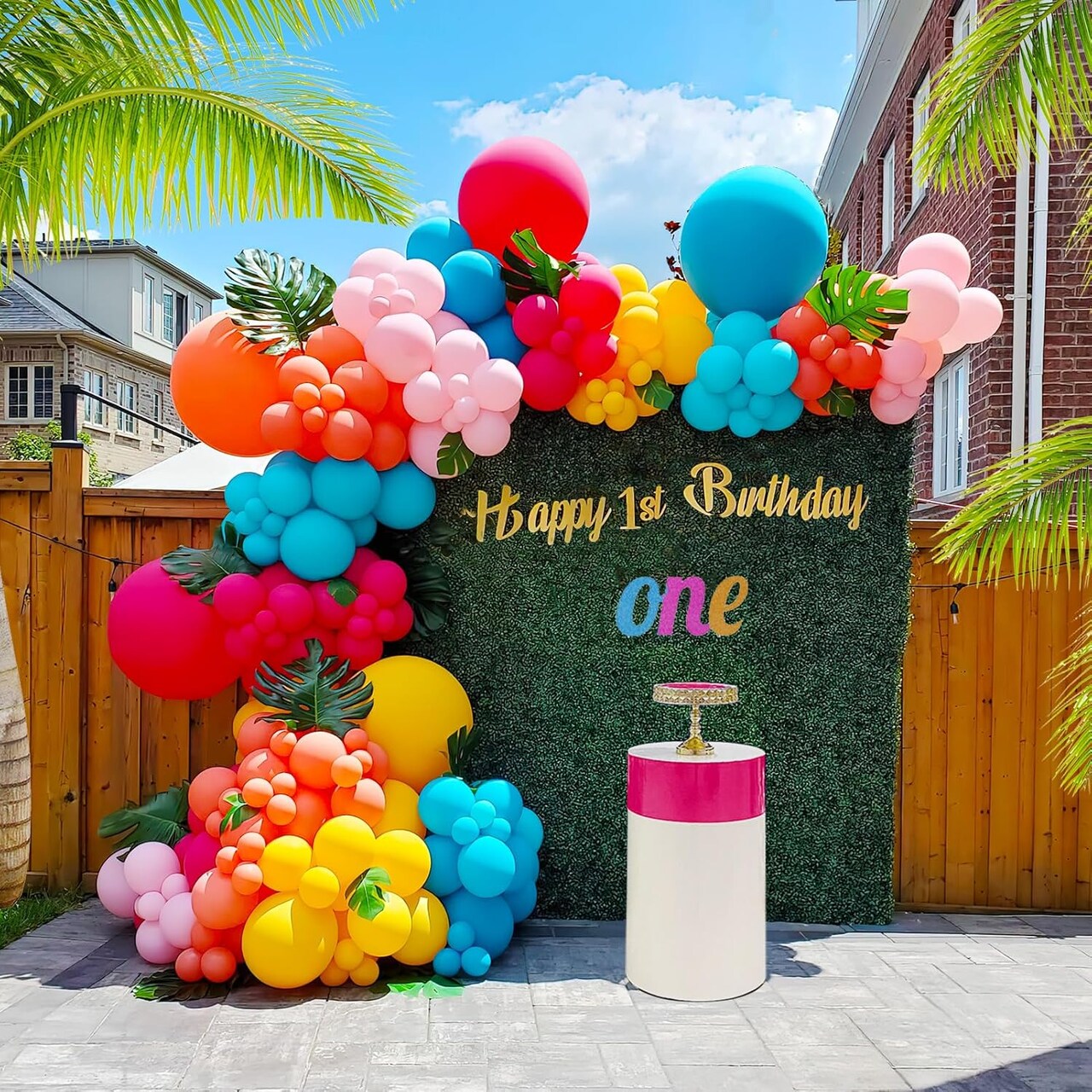 Hot Pink blue yellow orange balloons 160pcs For ana theme Balloon Garland arch kit Summer Tropical for Baby ana Birthday Decorations Luau hawaiian Aloha beach party